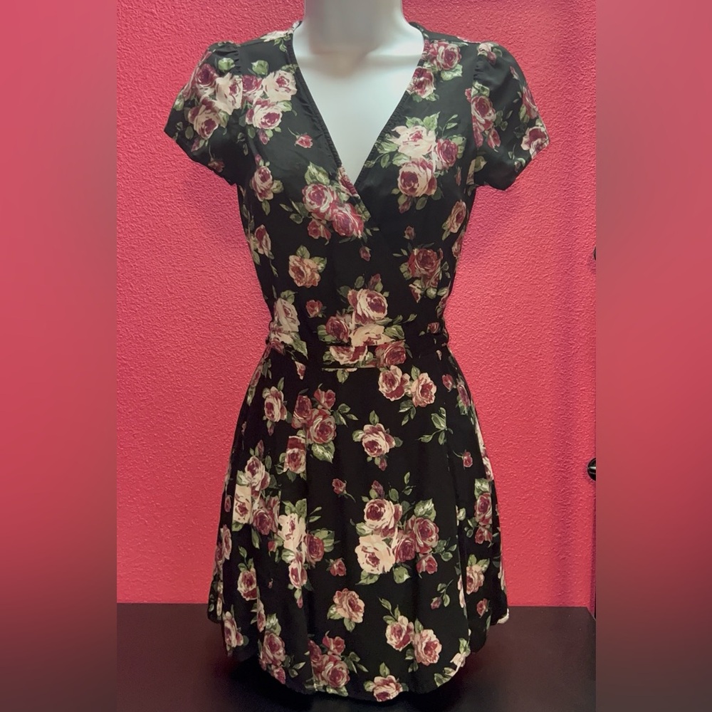 Full Tilt Black Floral Mini Dress